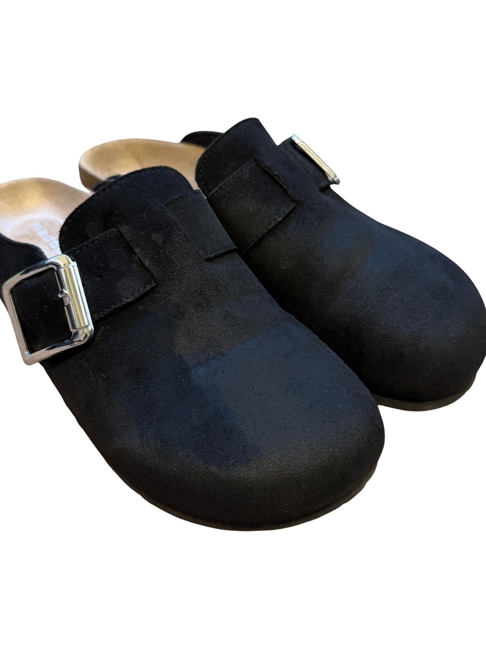 Madden Girl Paulina Women's Black Textile Buckle Clogs Low Heel Block Size 8M